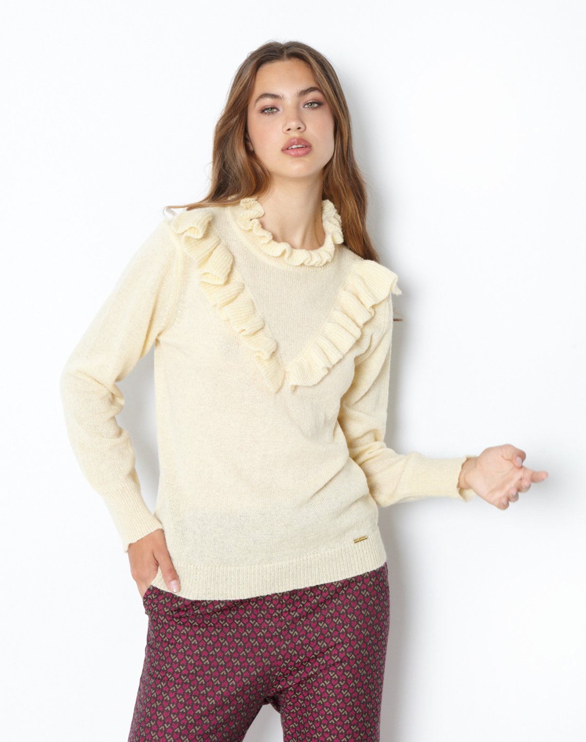 Ruffled knit top