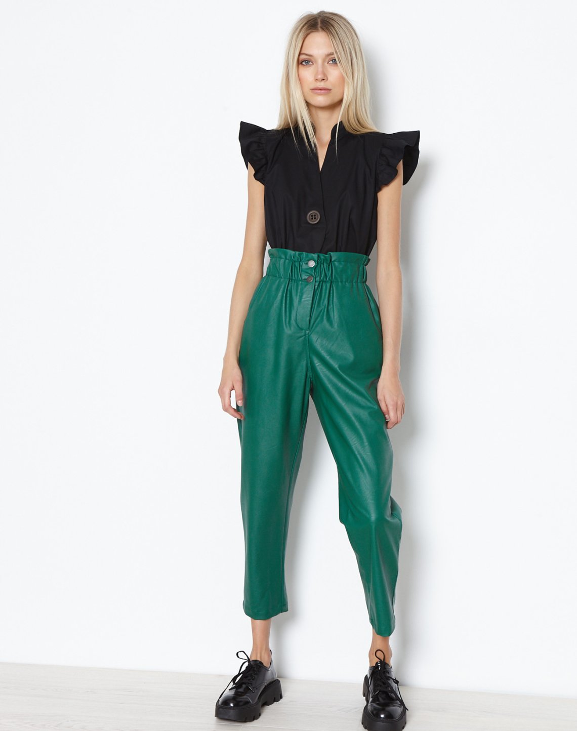 Baggy faux leather trousers