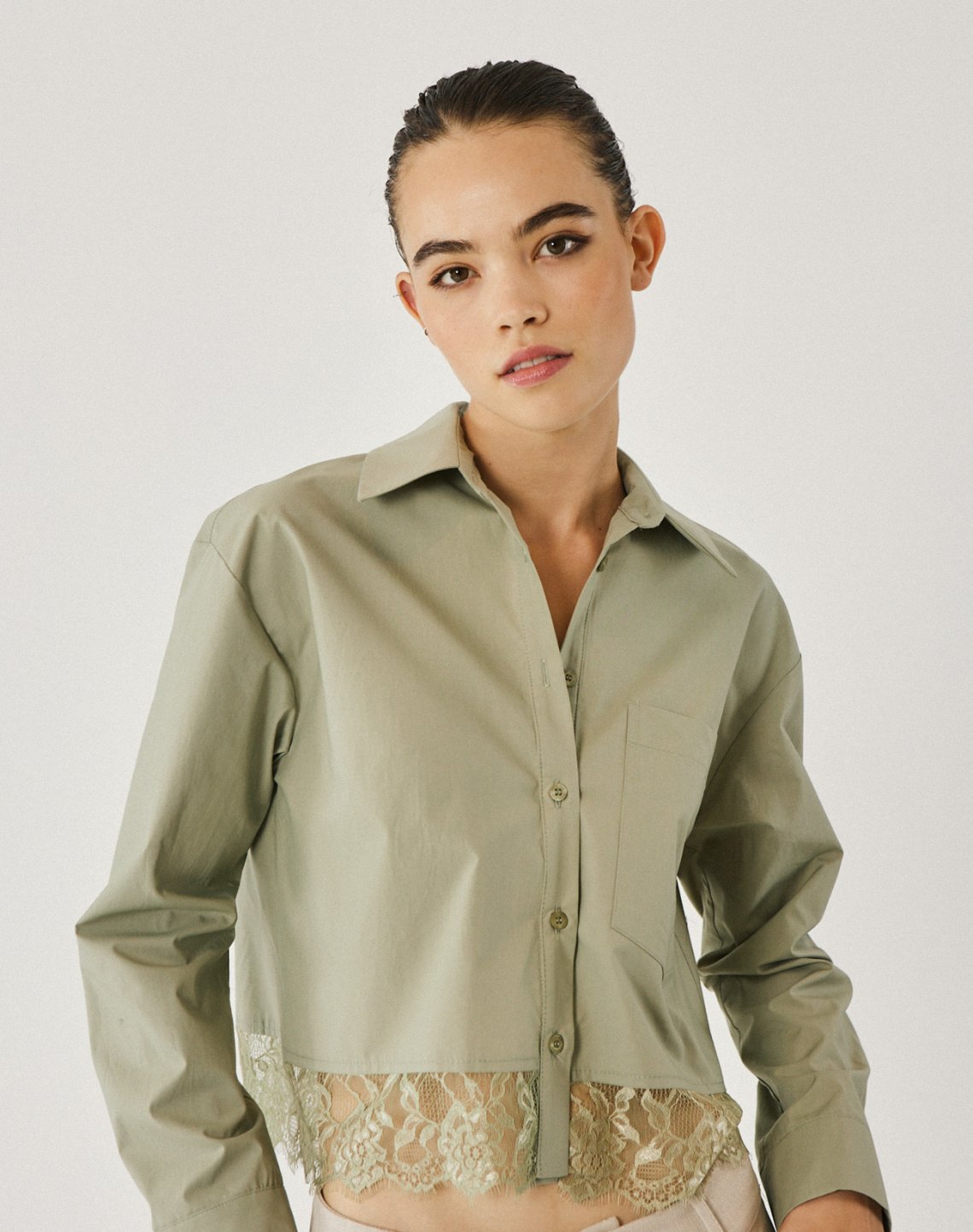 Poplin shirt with lace