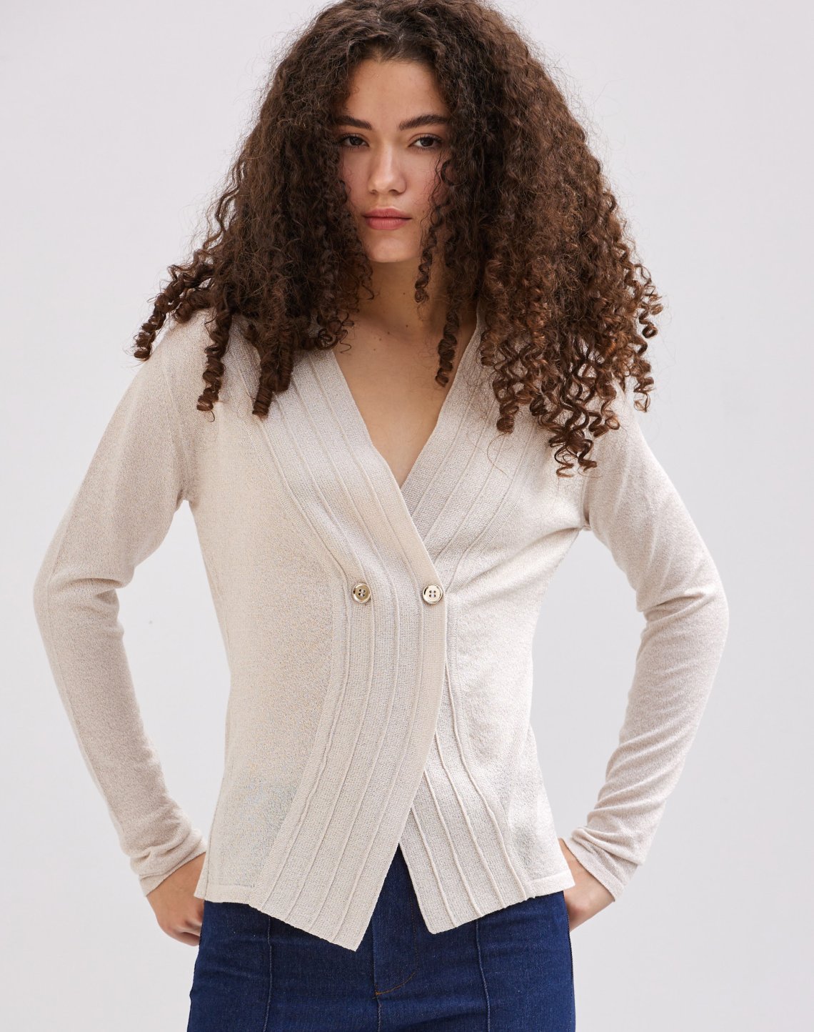 Metallic tread cardigan