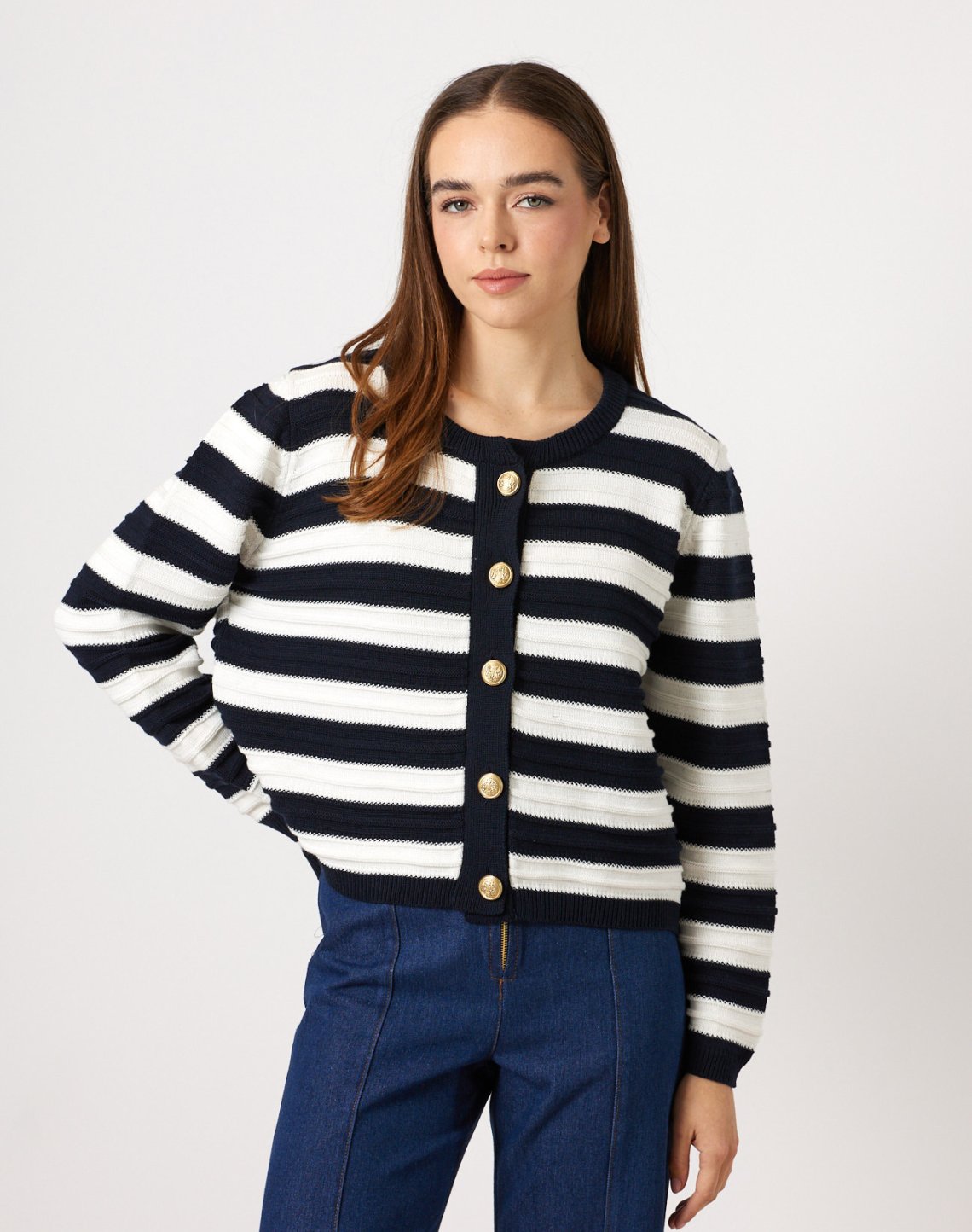 Striped knit cardigan