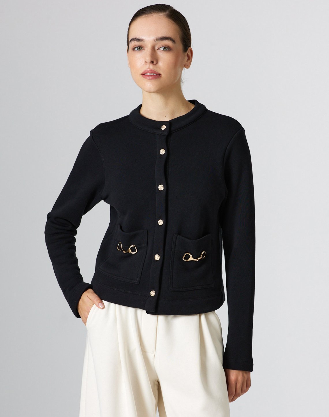 Sweatshirt cardigan with pockets
