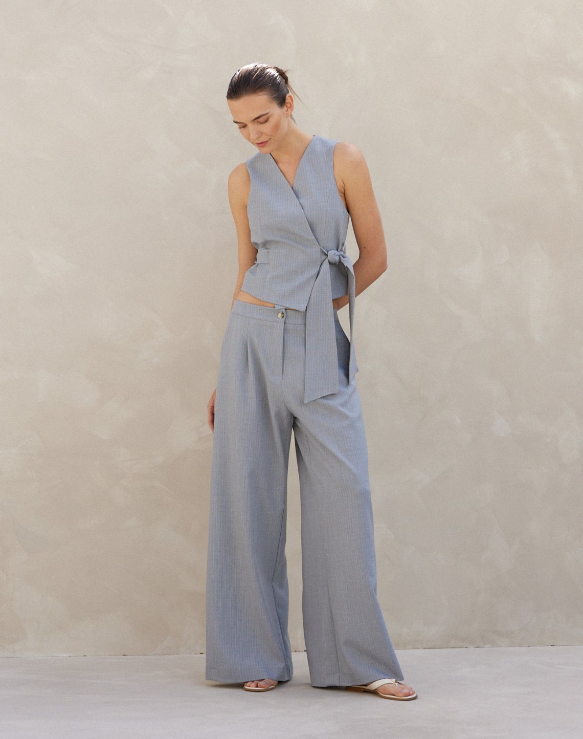 Pinstripe waistcoat with tie