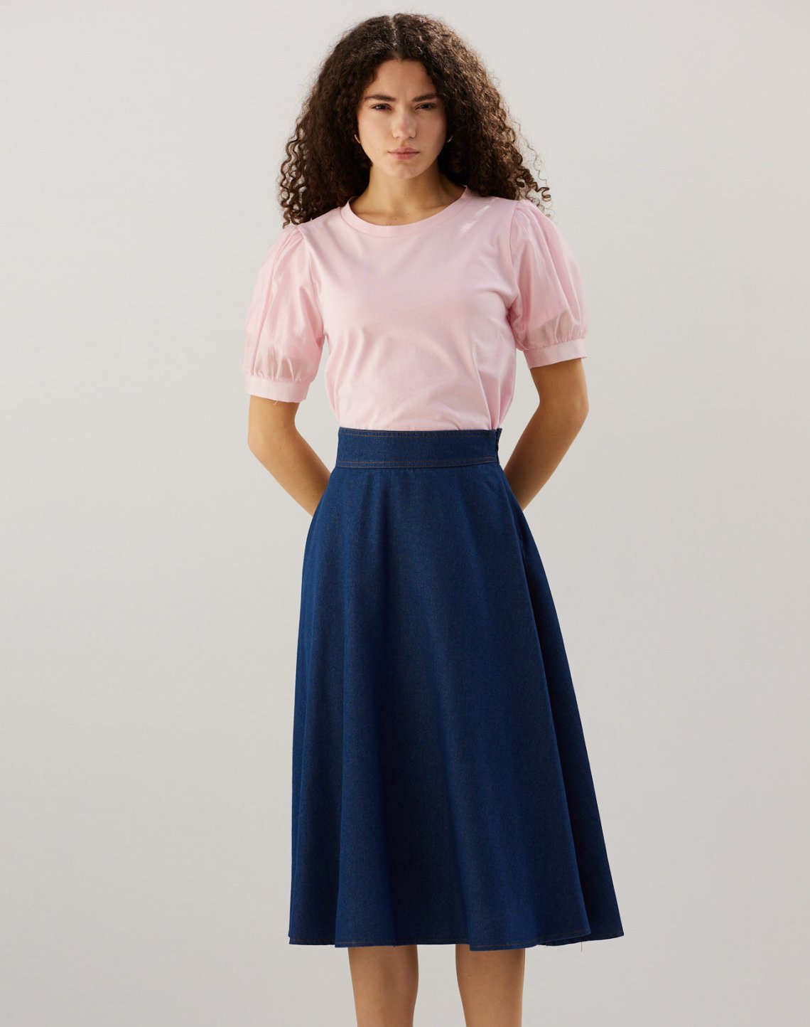 Denim midi skirt