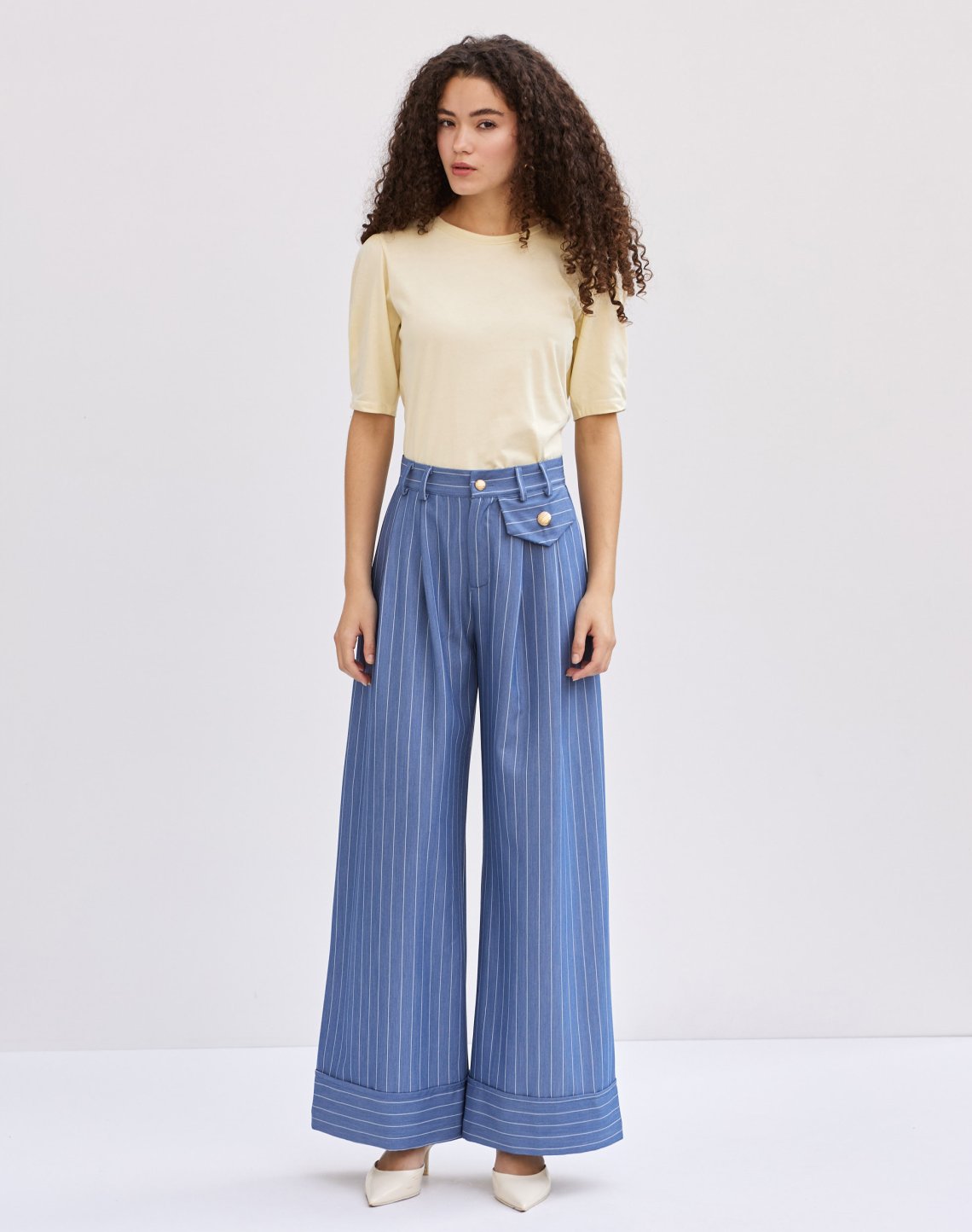 Pinstripe high waist trousers