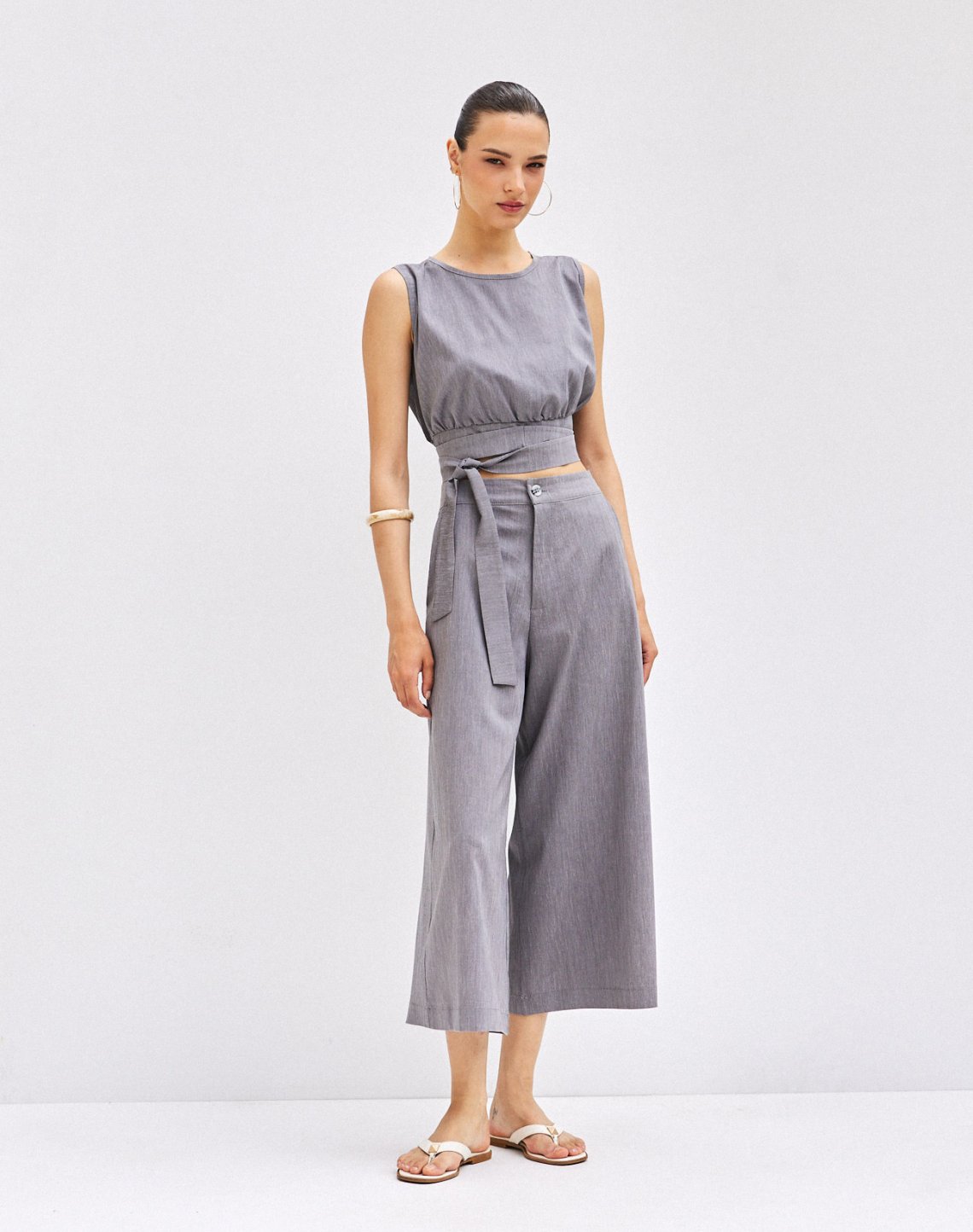Culotte trousers with elastic waist