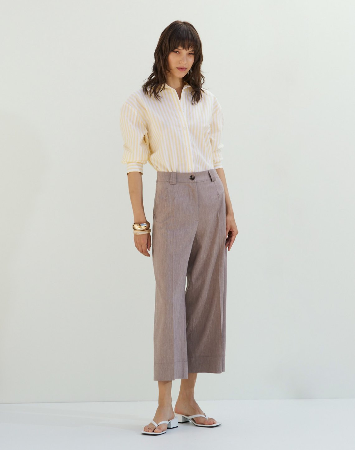 High waist linen culotte