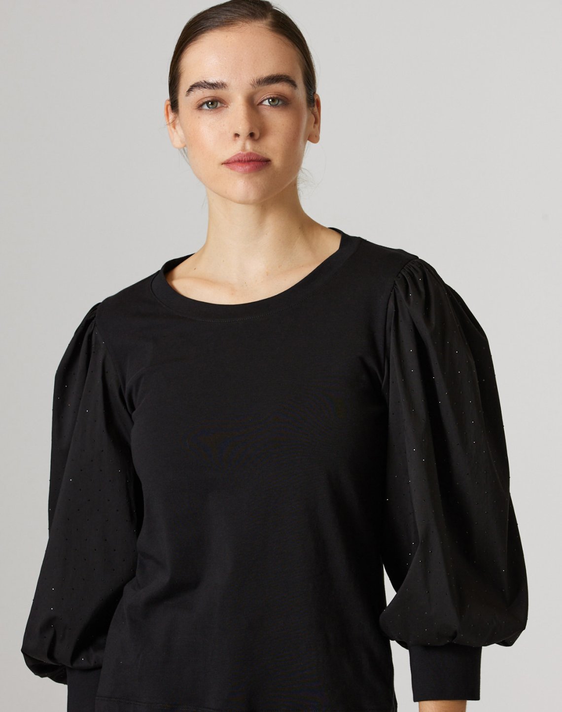 Blouse with rhinestone detail