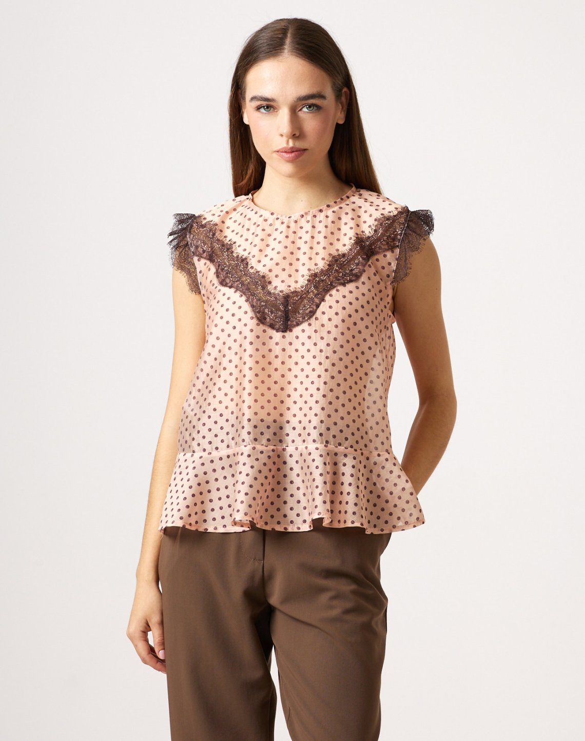 Polka dot top with lace