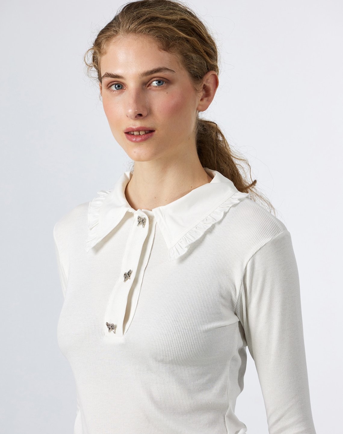 Ribbed top with collar