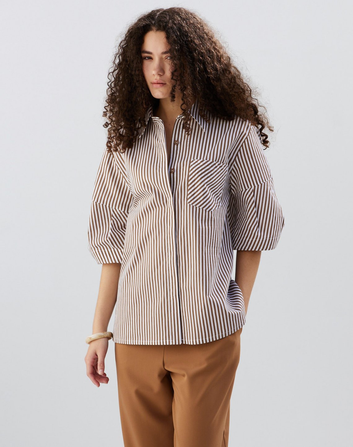 Striped poplin shirt