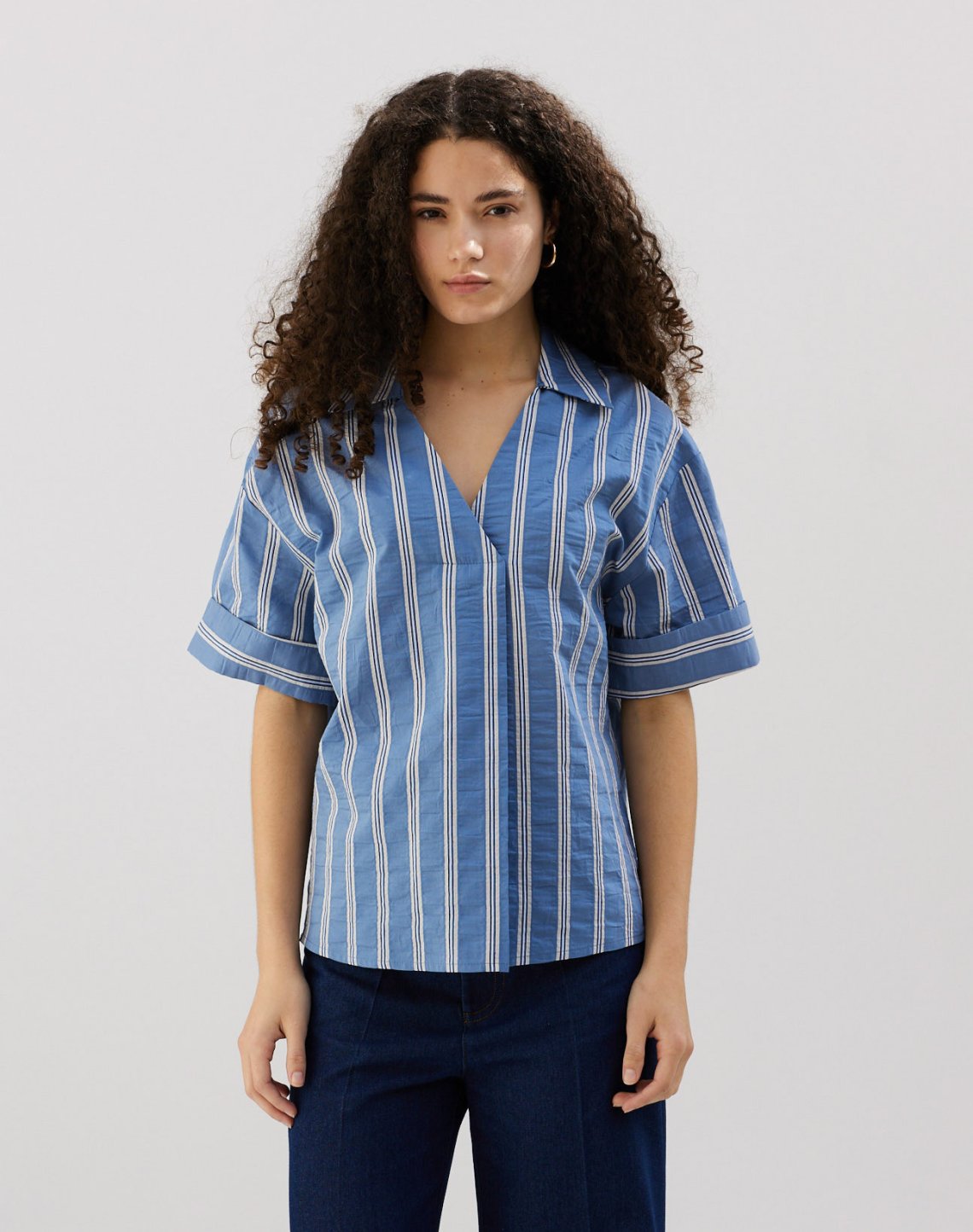 Striped blouse with collar