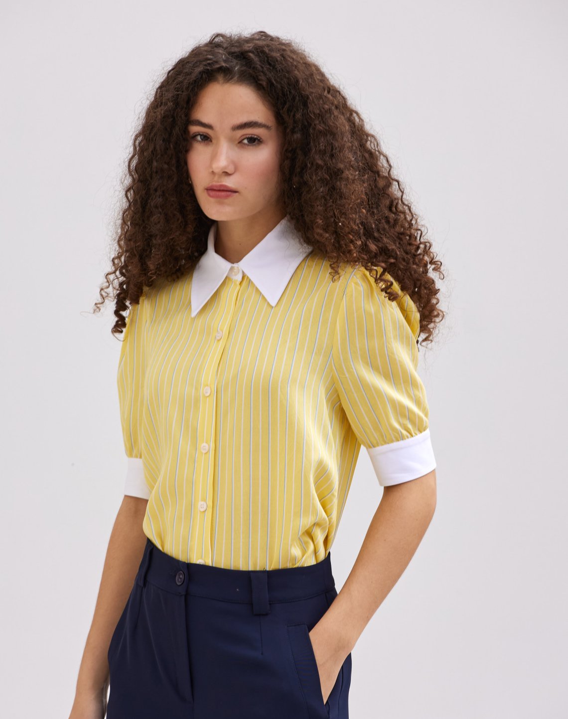 Shirt with poplin detail