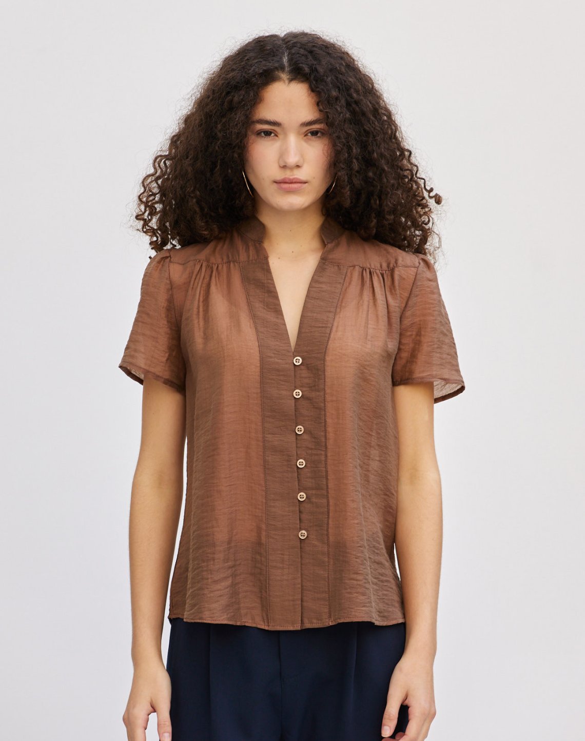 Shirt with gather detail