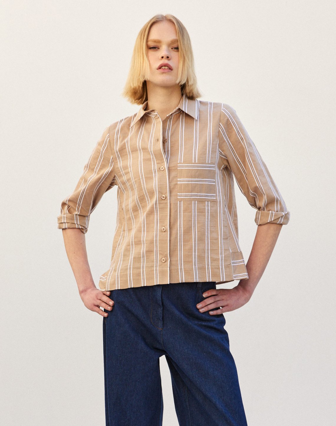 Striped shirt with ruffles