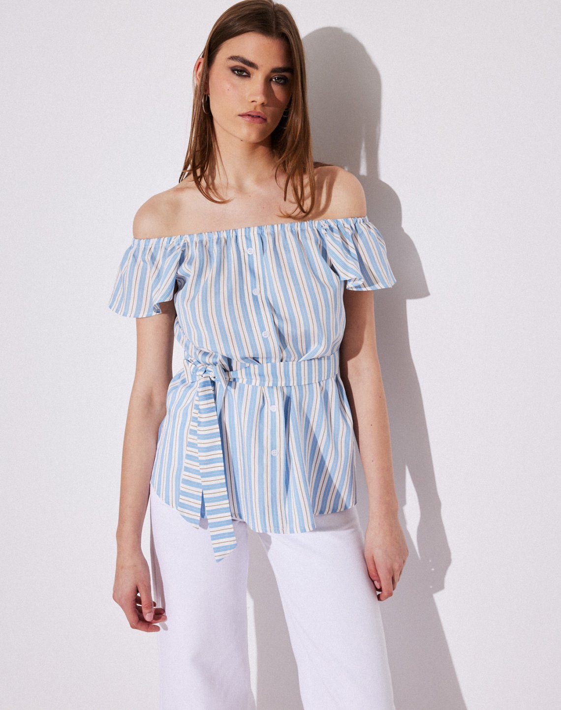 Off shoulders striped top