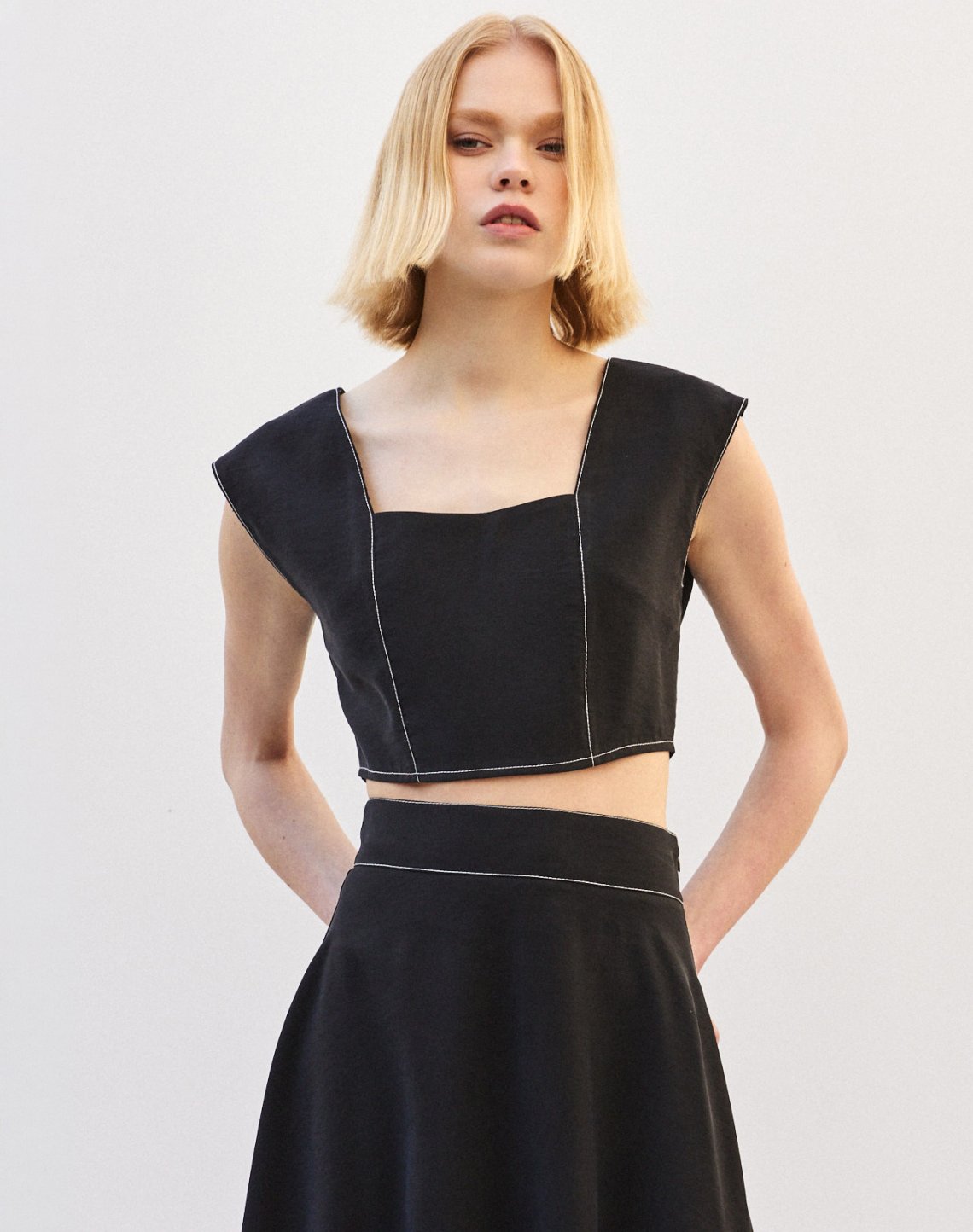 Top with topstitching