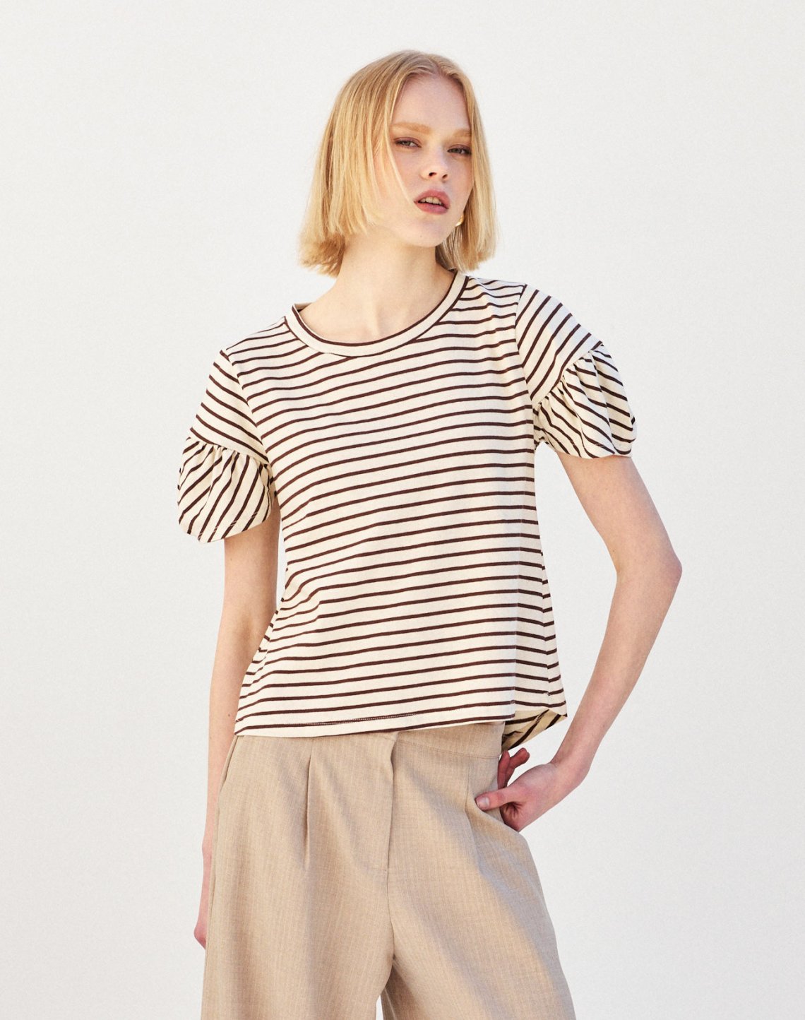 Striped blouse with ruffles