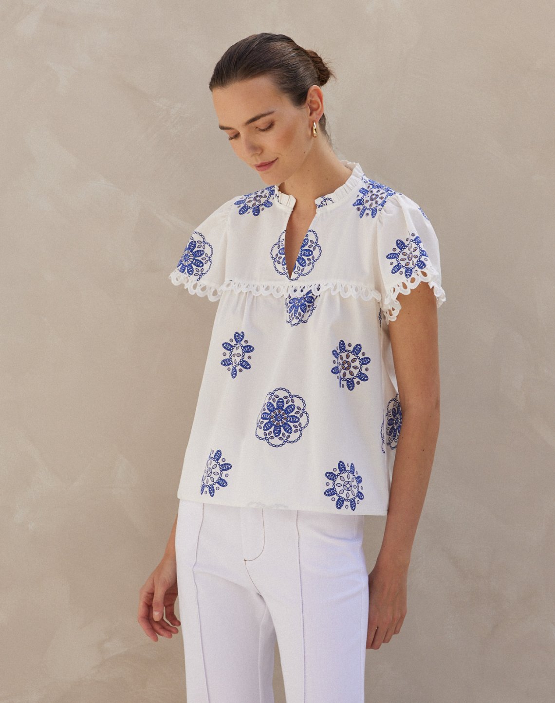 Textured poplin blouse