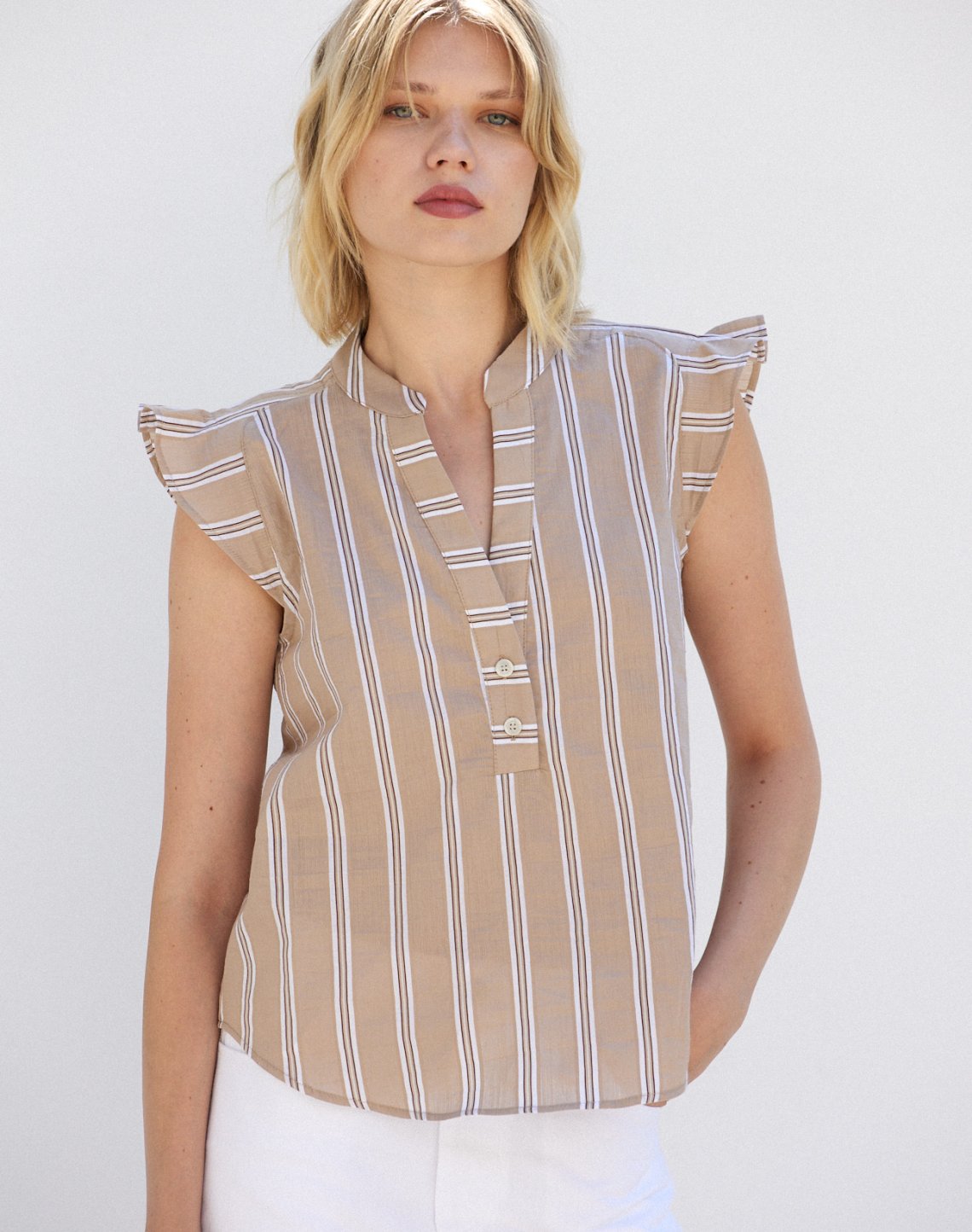 Striped blouse with pleats