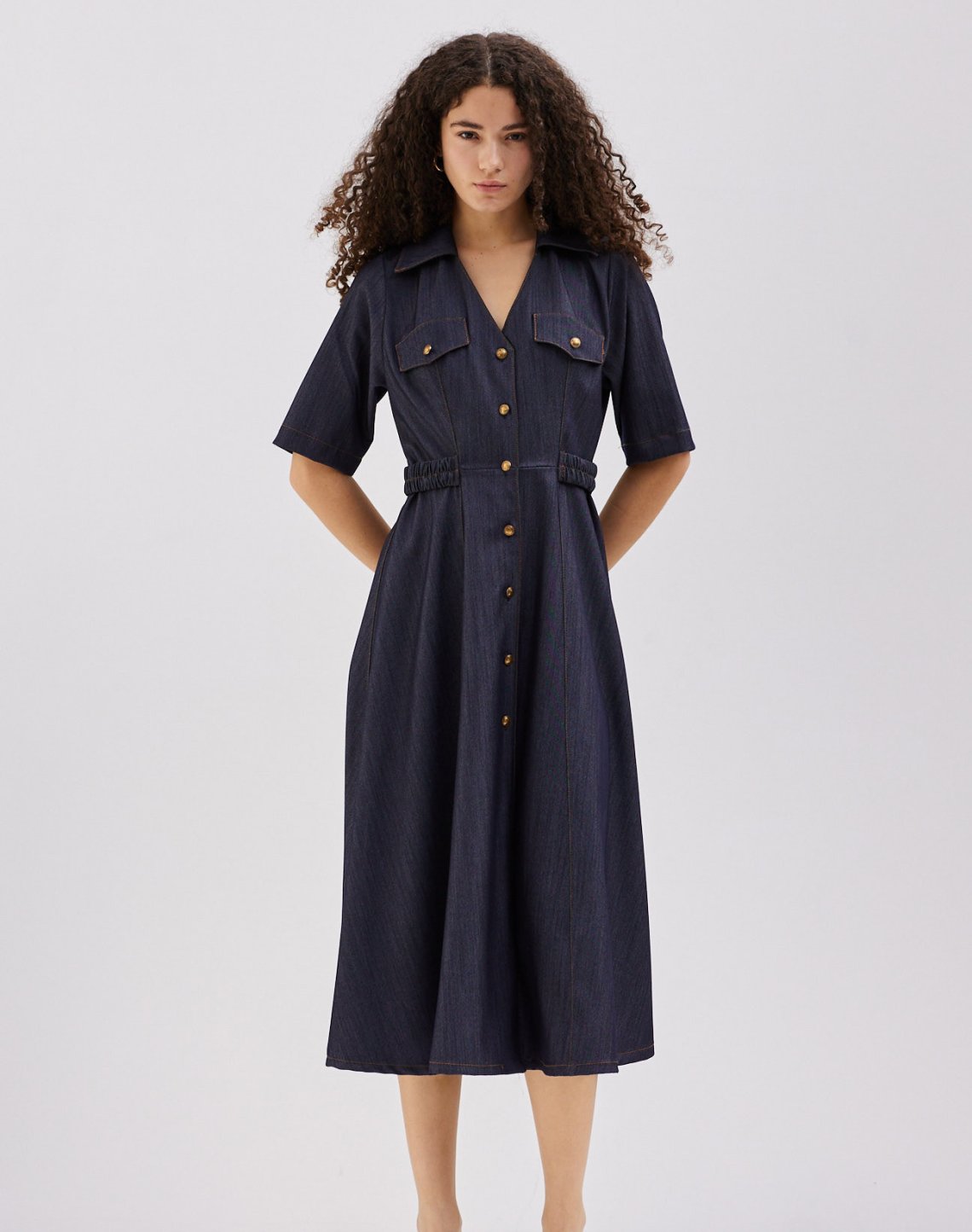 Denim midi dress