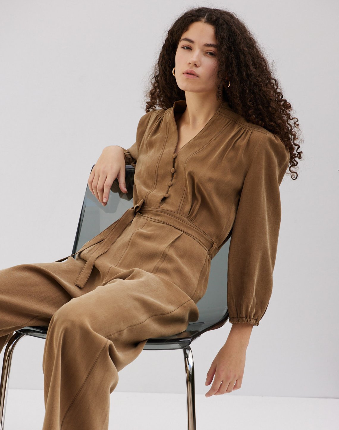 Jumpsuit with topstitching