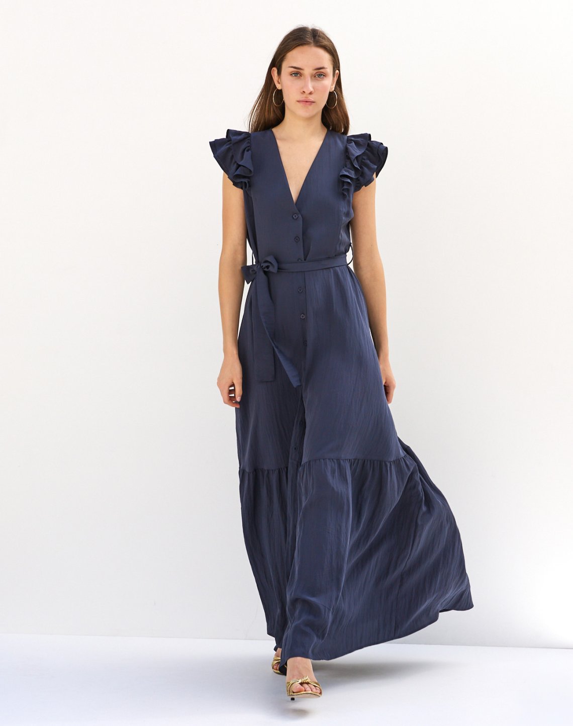 Dress with double ruffles