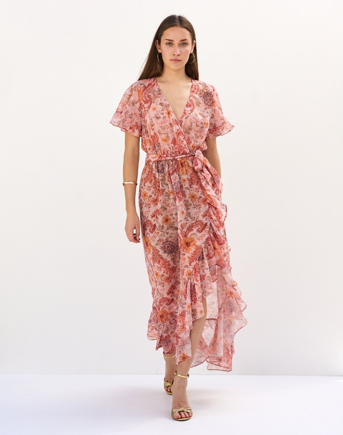 Printed dress with ruffles