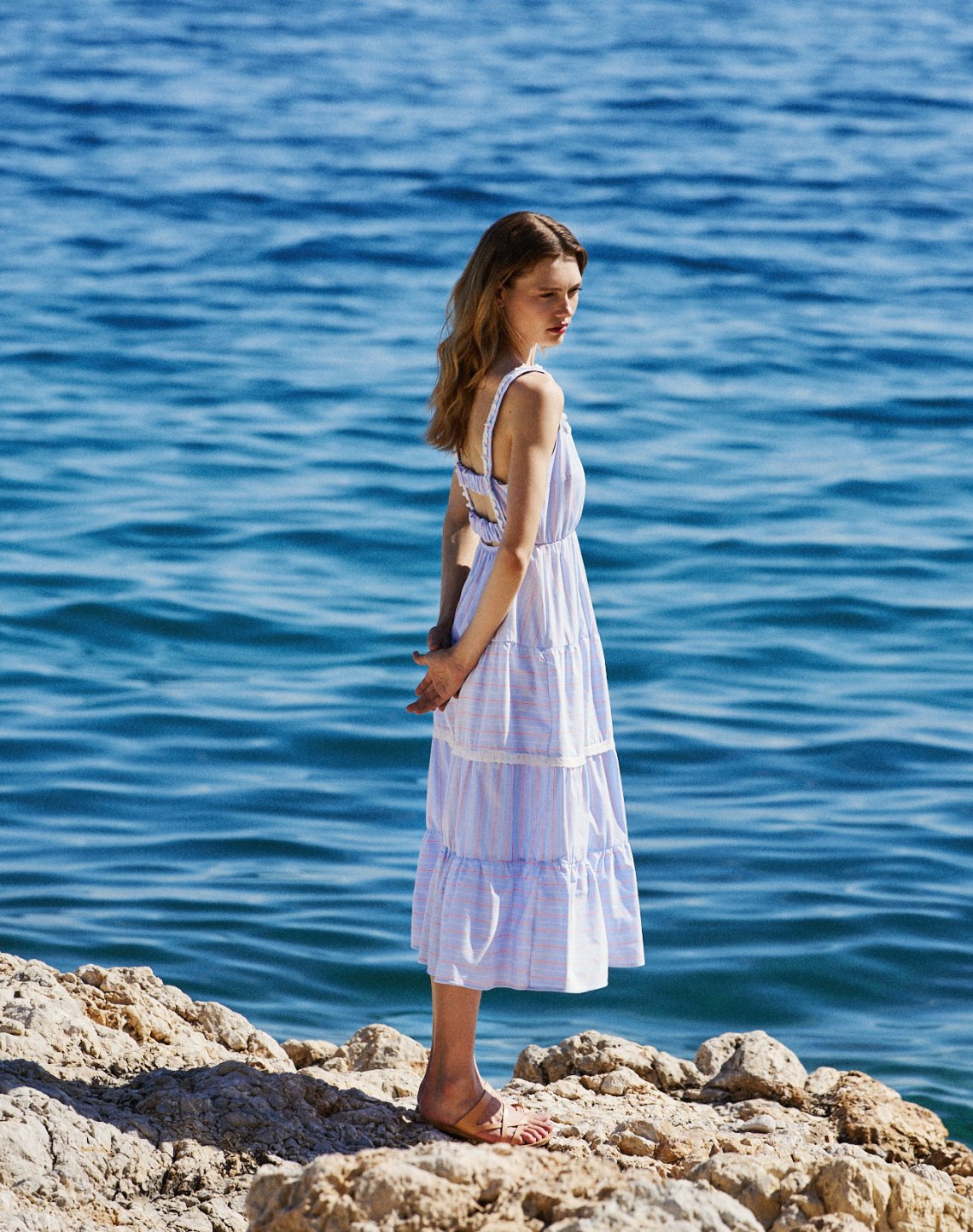 Striped dress with lace