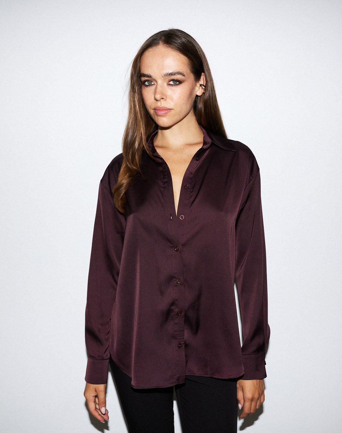 Oversized satin shirt