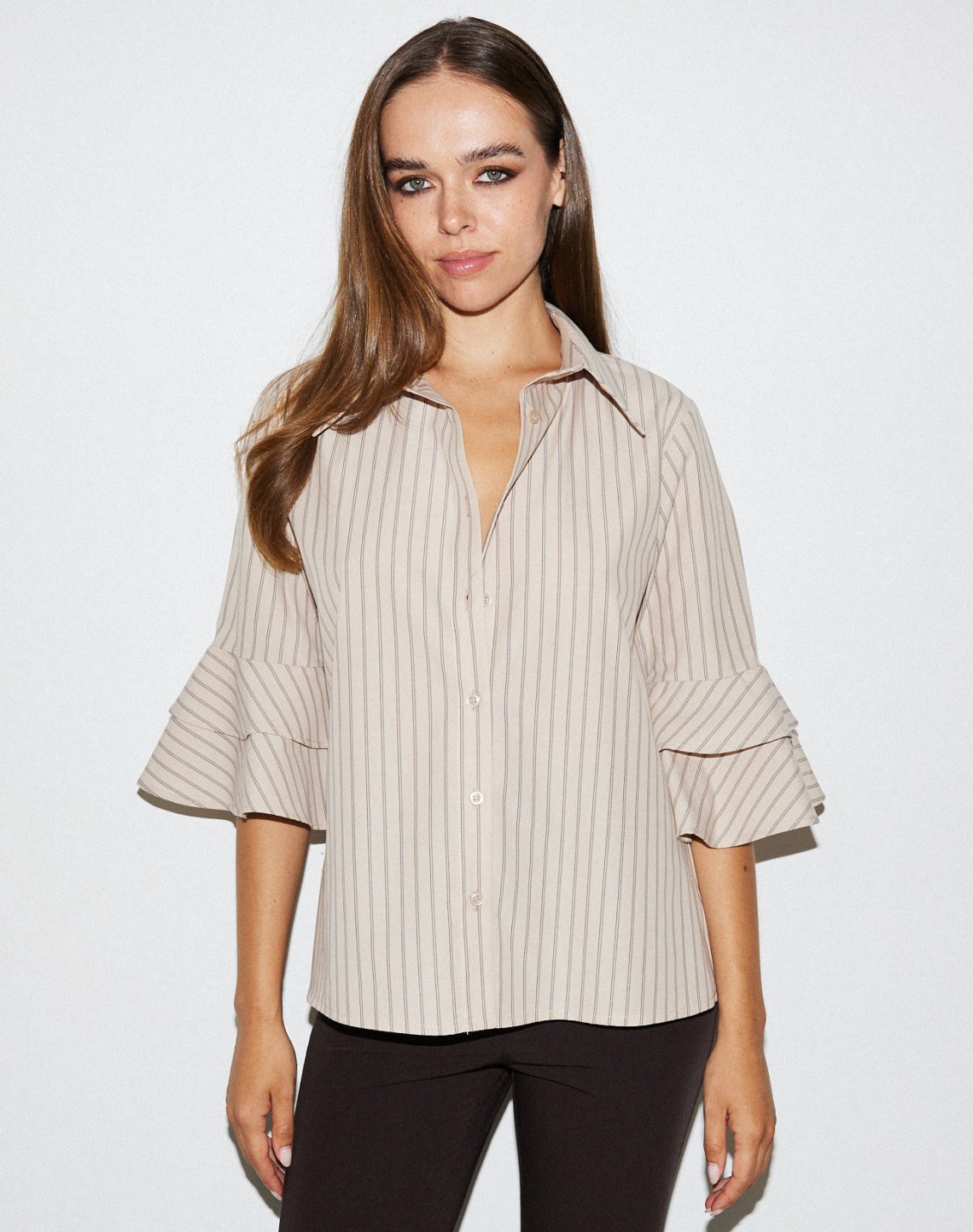 Striped shirt with ruffles