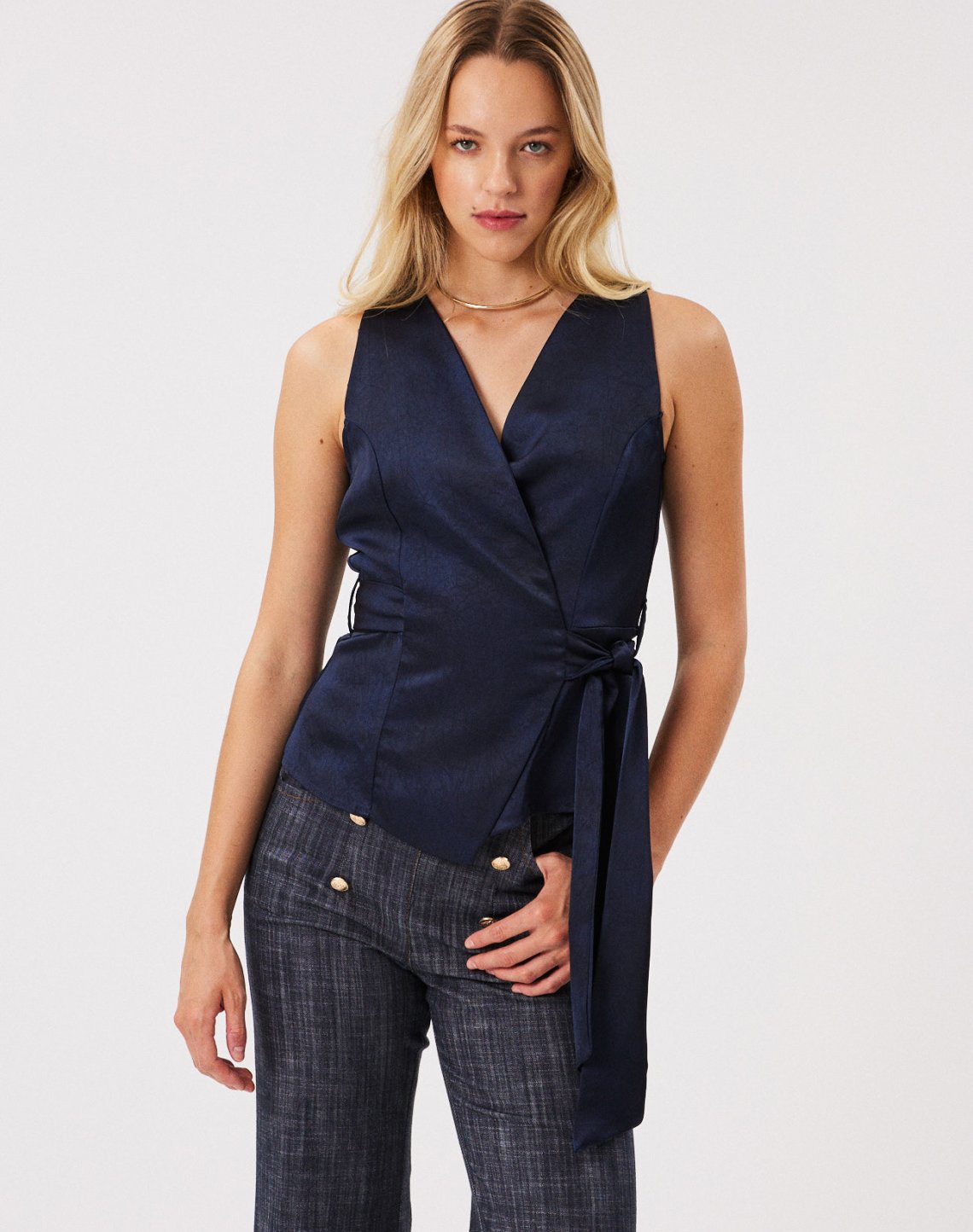 Sleeveless satin top