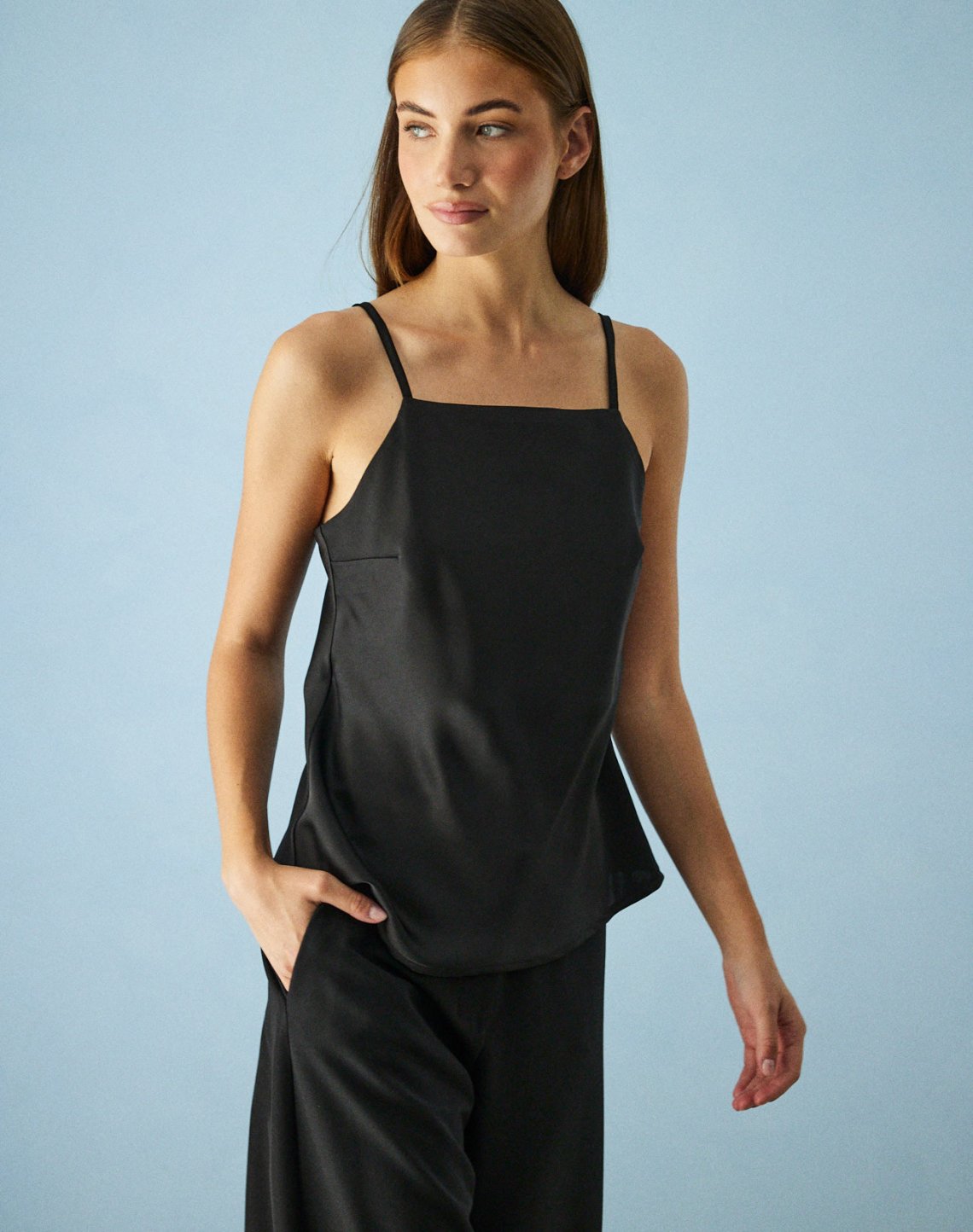 Satin top with straps