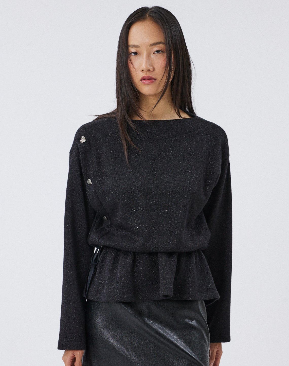 Metallic thread knit blouse